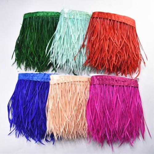 1Meters Pruning Goose Feathers Trims Ribbon Fringe feather trim 6-8" White Pheasant Feather for Crafts Wedding Decoration Plumas