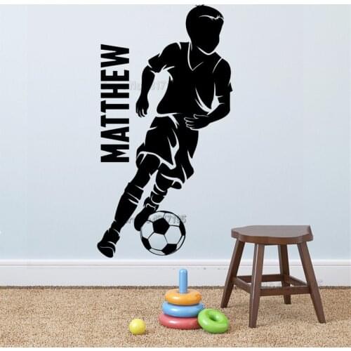 Personalized Soccer Player Name Wall Decals Football Boys Custom Wall Sticker Kids Room Decoration Boys Gifts Vinyls Art