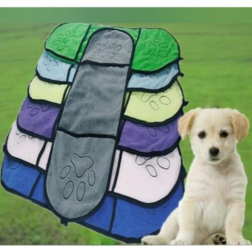 Pet Dog Bath Towel Microfiber Ultra-Absorbent Cat Small Dog Drying Towel Blanket with Double Pocket for Puppy Large Dog Bathrobe