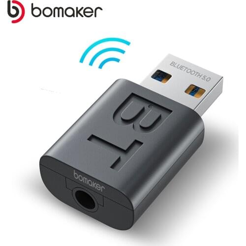 BOMAKER Bluetooth 5.0 Transmitter/Receiver Portable HiFi Wireless Audio AUX Adapter for Projector/Speaker/Phone/Bluetooth