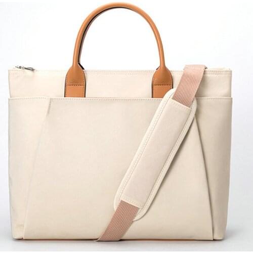 Casual Woman Handbag Laptop 13inch Single Shoulder Bag Lady Tote Bag 13.3” Laptop Business OL Beige Messenger Bag