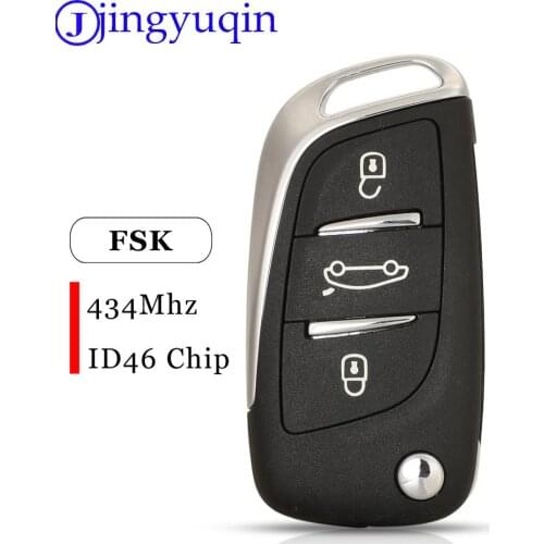 Jingyuqin FSK 434MHz ID46 Chip Remote Key Fob for DS DS4 DS5 C4L C4 HU83/VA2 Blade 3 Button Folding Flid Key