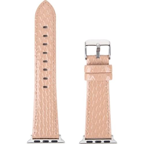 Pink High Quality Band for Apple Watch Series 6 5 4 3 2 1 SE Microfiber Snake Pattern Strap for IWatch PU Leather Modern Design