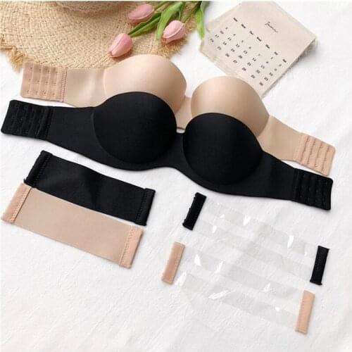 Richkeda Store New 2021 Fashion Invisible Bra Women Push Up Bras Non-slip Strapless Lingerie 1/2 Cup Backless Bralette Female