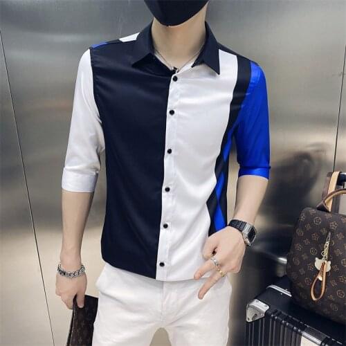Men Long/Half Sleeve Business Casual Luxury Shirt Spring Fashion Man Slim Streetwear Dress Social Nightclub Shirts Chemise Homme