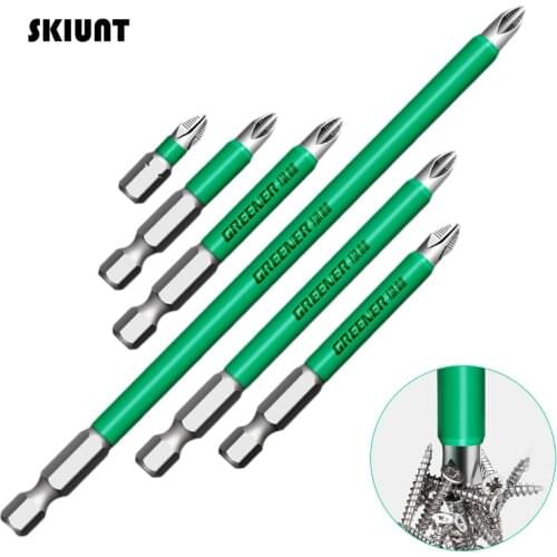 SKIUNT Magnetic Screwdriver Drill Bits Set 25-150mm PH2 Screw Tip Non-Slip Sleeve S2 Alloy Electric Drilling Repair Tool Kits