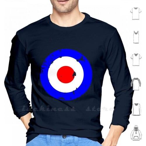 Distressed Mod Target Hoodies Long Sleeve Britain British Mod Raf Scooter Scooter Boy Scooters Sixties Soul Boy Mod