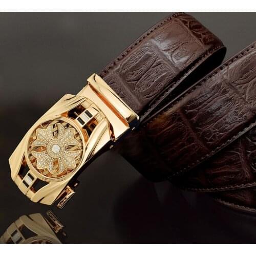 Top Quality Luxury Brand Designer Belts For Men Coffee Genuine Leather Jeans Strap Male Metal Automatic Buckle Ceinture Homme