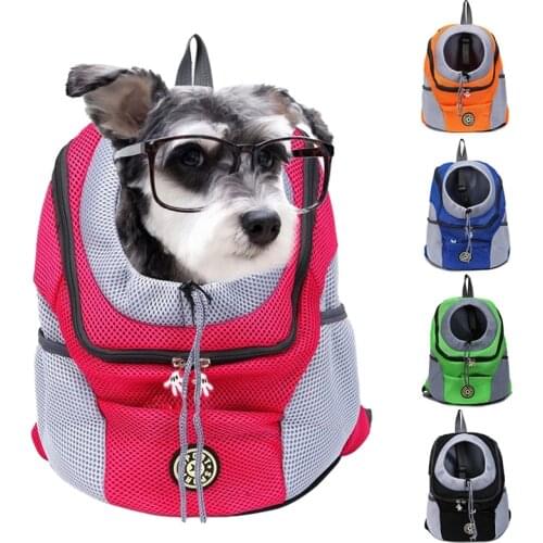 Venxuis New Out Double Shoulder Portable Travel Backpack Outdoor Pet Dog Carrier Bag Pet Dog Front Bag Mesh Backpack Head