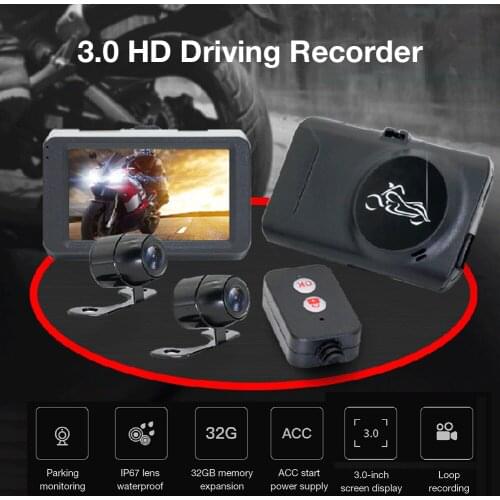 Motorcycle 3.0 HD Driving Recorder Front And Rear Waterproof Dual Lens Dashcam With Amicrophone Recorder Keep Track Any Time