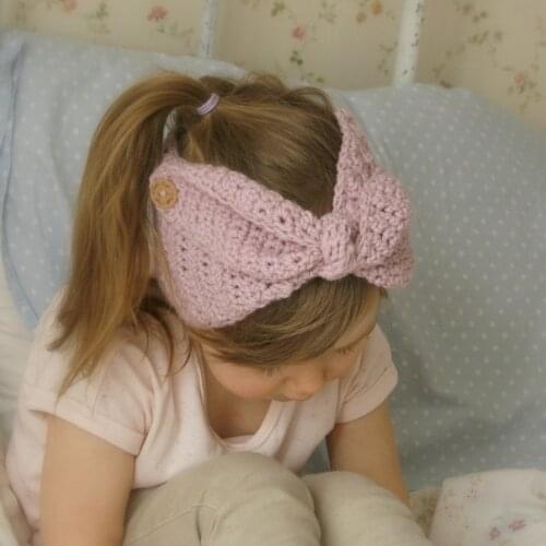 Newborn Knitted hair band childrens rabbit ears with buttons knotted wool European and American baby hair accessories