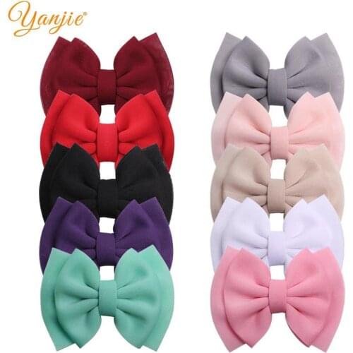 YANJIE 10pcs/lot Hair Bows Barrette 6'' Double Layer Bows Hair Clips for Women Puff Space Cotton Bow DIY Girls Hair Accessories