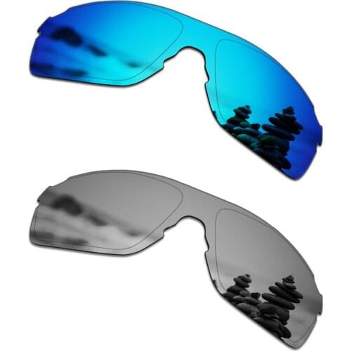 SmartVLT 2 Pieces Polarized Sunglasses Replacement Lenses for Oakley EVZero Pitch Ice Blue and Silver Titanium