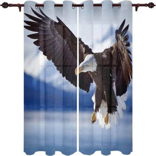 Patio Curtain Bald Eagle Flying Indoor Living Room Bedroom Kitchen Outdoor Drape For Porch Gazebo Pergola Canopy Beach
