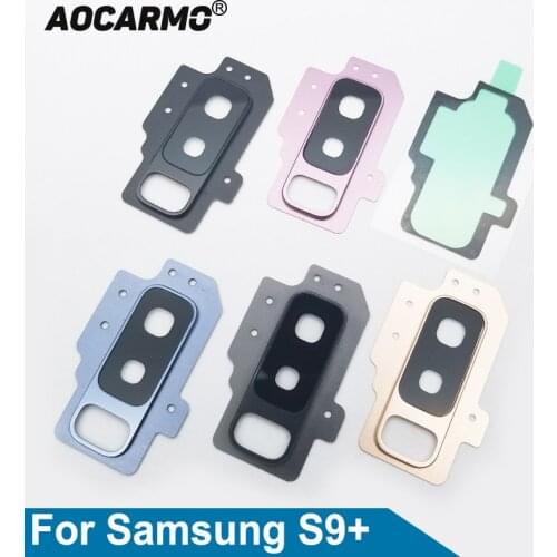 Aocarmo Rear Back Camera Lens Glass Ring Cover With Frame Adhesive For Samsung Galaxy S9+ SM-G9650/DS Plus 6.2" Replacement