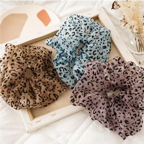 2020 New Fashion Women Leopard print Dot Simple doux chiffon Hairband Solid Hair Elastic Hair Rubber Bands Girls Headwea