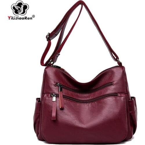 Luxury Designer Leather Shoulder Handbag Double Zipper Casual Messenger Bags Large Crossbody Bags for Women Sac A Main Clutch