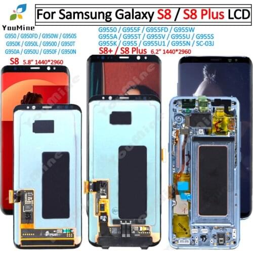 LCD for SAMSUNG Galaxy S8 Display S8 Plus s8+ G950 G950F G955 G955F Touch Screen Digitizer Assembly Replacement with Frame