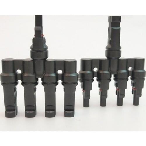 1 Pair x Male Female M/FM 4 to 1 Solar Panel Connector Cable Splitter Adapter SOLAR PV 4T Branch parallel Connector
