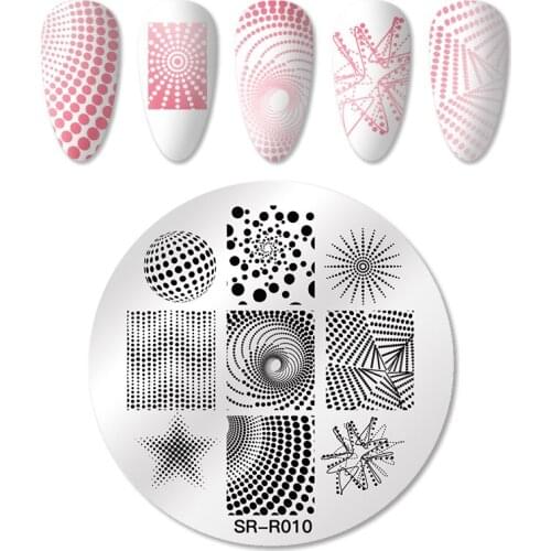 Mtssii 1pc Nail Stamping Plates Round Stainless Steel Geometric Earth Image Design Stamp Template DIY Nail Art Tools