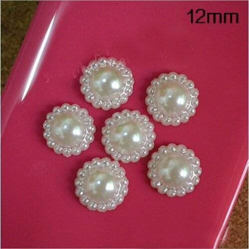 100pcs/lot 12mm White Sunflower Shape Craft ABS Resin Flatback Half Round Pearls Flatback Scrapbook Beads For DIY Decoration
