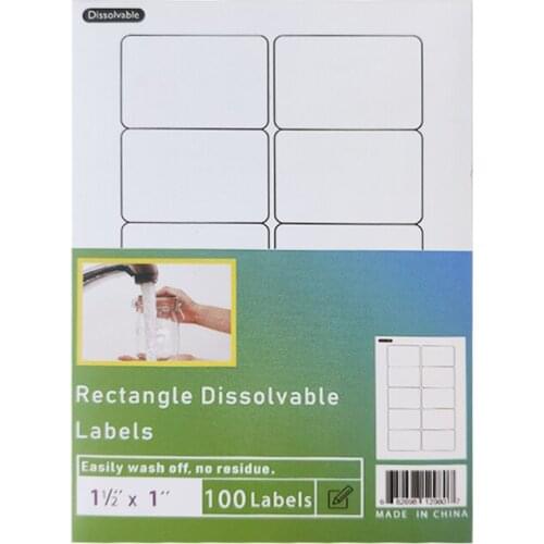 100 Labels Rectangle Dissolvable Labels Food Safety Labels Sheet For Food Prep Classification 1½" x 1" Inch (10 Sheets)