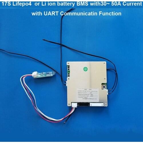 17S li ion Smart bms or Lifepo4 battery bluetooth pcb with uart communication with 30A to 50A current app and pc smart board