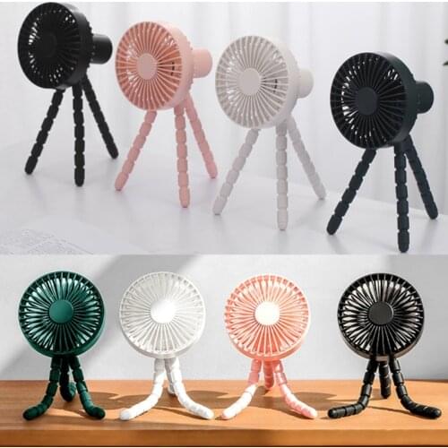 3 Speed USB Rechargeable 1800mAh Battery Powered Clip Fan with Flexible Tripod for Room Stroller Bike Car Seat Camping Office