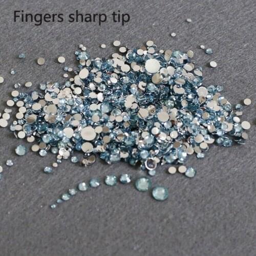 400pcs SS6-SS30 Mixed Size charming beautiful light blue 14 facet round diamond sparkling acrylic nail art decoration N12