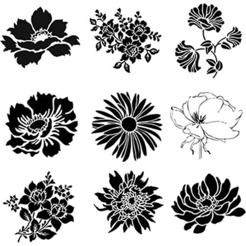 9Pcs/Set 14*13cm Flowers DIY Layering Stencils Wall Painting Scrapbook Coloring Embossing Album Decorative Card Template