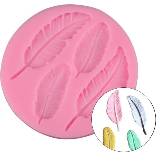 Aomily 3D Feather DIY Cake Mold Wedding Cake Silicone Fondant Mold Mousse Brim Decor Sugarcraft Icing Mat Pad Pastry Baking