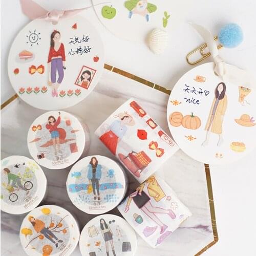 All year round Series Paper Masking Tapes Girl Bullet Diary DIY Washi Tape Planner Stickers Korean Stationery Gift