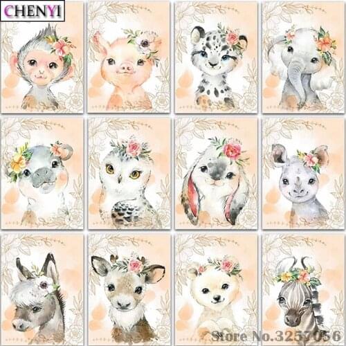 CHENYI 5D DIY Diamond Art Painting Animal Elephant Owl Horse Full Square Round Diamond Embroidery Cross-stitch Home Decor Gift
