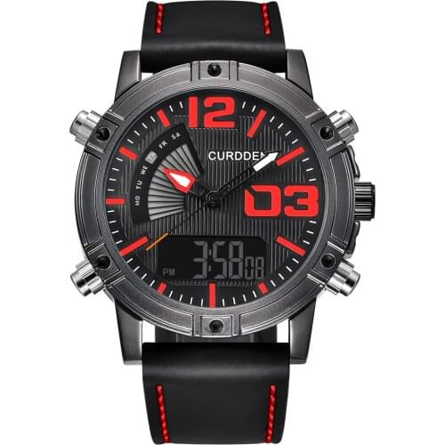 CURDDEN Brand Watches Mens Fashion Leather Band Dual Time Wristwatches Men Chronograph Business Watch Montres de Marque de Luxe