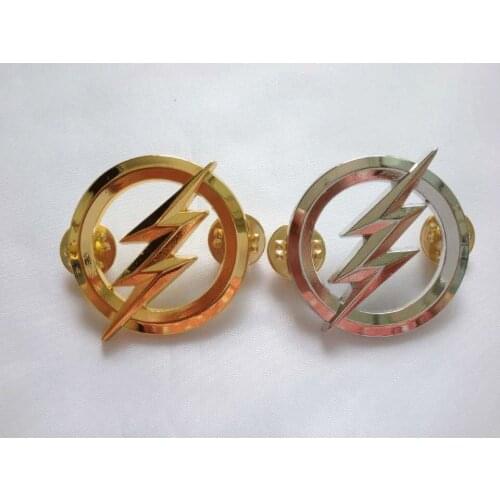 TWO US Movie The Flash Metal Badges Personality Badges Cosplay Shirt Lapel Pin armyshop2008