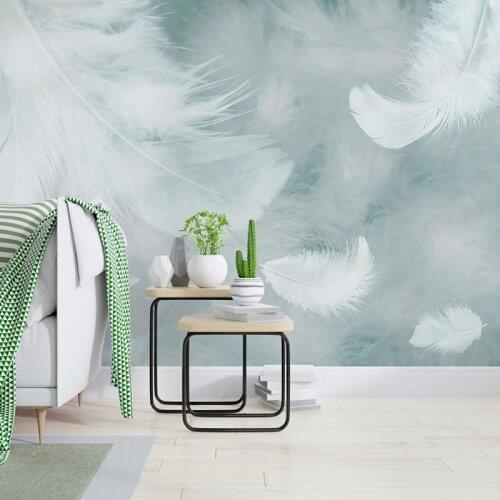 Custom Photo Mural Fresh Watercolor Feather Bedroom Study Living Room Background Wall Decoration Painting Non-woven Wallpaper 3D