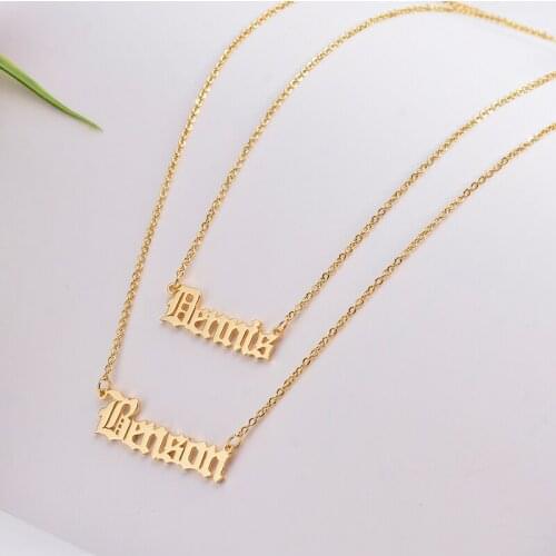 HIYONG Custom Necklaces Dould Layers Name Necklaces Personalized Letter Necklace Stainless Steel Chain Customized female Jewelry