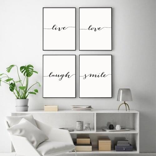 Live Love Laugh Smile Canvas Poster Print Painting Minimalist Wall Art Wall Pictures for Living Room Nordic Home Decoration