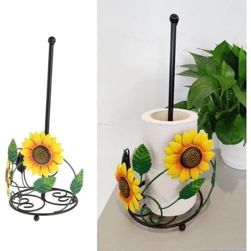 Creative Metal Roll Paper Towel Holder Punch-free Vertical Stand Lavatory Bathroom Home Countertop Tissue Roll Paper Holder