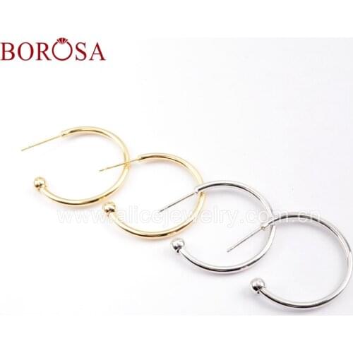 BOROSA 25Pairs Circle Earring Gold Fashion Hoop Earring Jewelry Finding for Drop Earrings Diy for Woman Earring Making PJ239