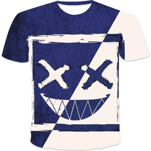 Summer best-selling new mens T-shirt loose clothes retro short-sleeved fashion smiley faceO-neck mens T-shir pattern printing