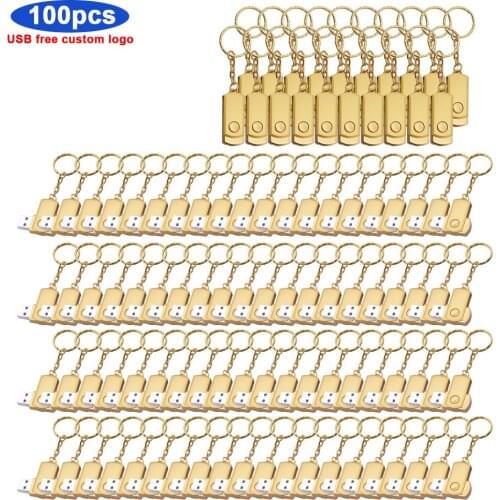 100pcs/lot Metal USB Flash Drive Pen Drive 32GB 16GB 8GB High Speed Usb Flash Drive 64gb 128gb 256gb Usb Memory Disk Free logo