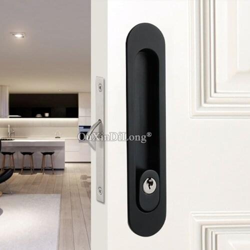 High Quality 2PCS Recessed Hidden Sliding Door Locks Brass Mortise Hook Lock Set 4 Colors with Key / No Key