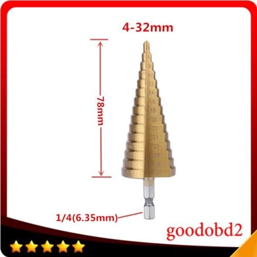 New Power Tool Accessory Sheet Metal Hex Titanium Step Core Drill Bit Hole Cutter Spiral Flute Step HSS Steel 4-32MM HSS 4241