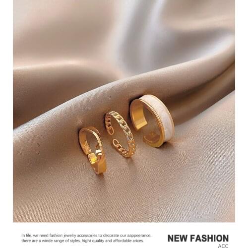 ONEIRIC DIARY 2021 New Gothic Style Three Piece Opening Rings For Woman Fashion Korean Jewelry Wedding Party Sexy Ring