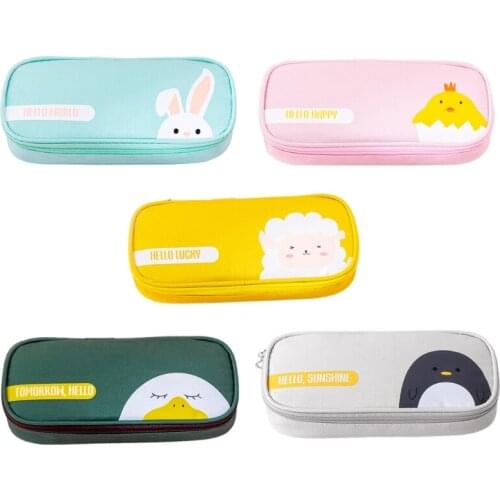 Cartoon Happy Chicken Pencil Box Pencil Pouch Holder with Hidden Storage Pockets for Kids Children Students