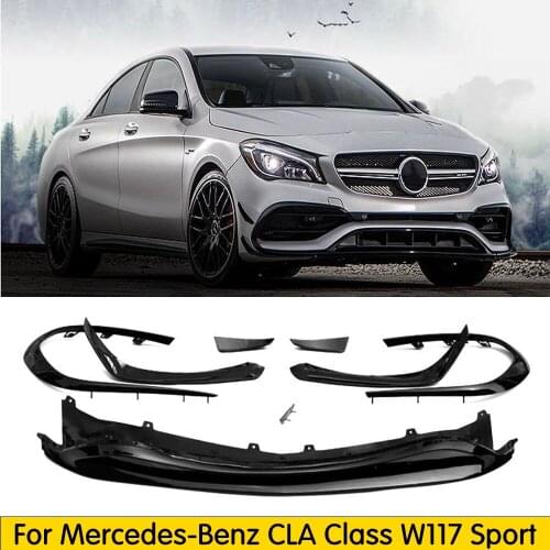 Front Bumper Canards Apron W117 Front Lip Fin for Mercedes CLA Class CLA45 W117 2016-2017 Facelift Sports version