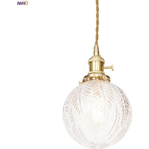 IWHD Nordic Modern Style Copper Pendant Lamp Hanglamp Dinning Living Room Hanging Lights Glass Ball LED Pendant Light Fixtures