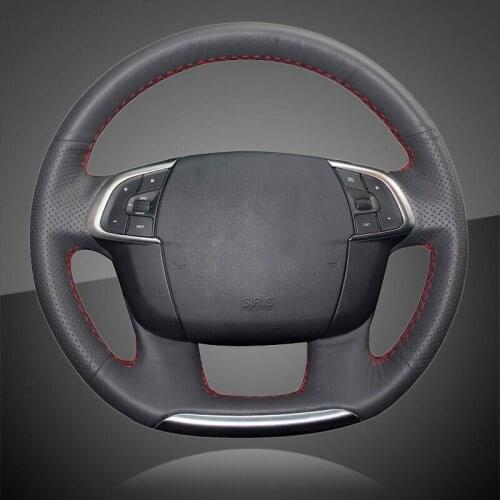 Hand Stitched Auto Braid On The Steering Wheel Cover for Citroen C4 C4L 2011-15