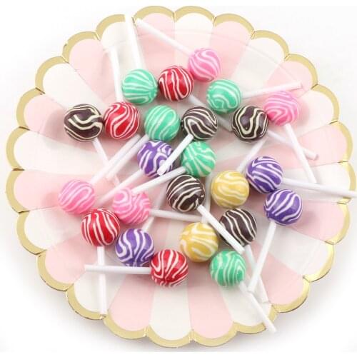 Mix Color 10pc Simulation Lollipop Candy Polymer Clay Cabochons Flatback For DIY Decoration Handmade Materials